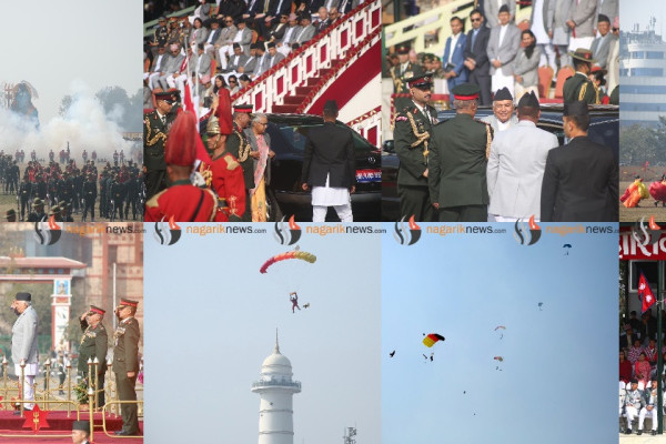 तस्बिरमा हेर्नुस् सेना दिवसको भव्य परेड र तोप बढाइँ